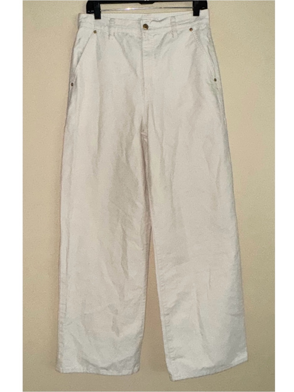 Tory Burch Cream High Rise Cotton Wide Leg Jeans Size 28